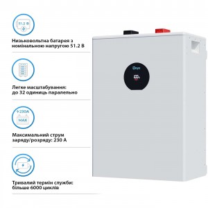 Акумулятор Deye SE-F12-C LiFePO4 51.2V/230AH, 11800 W*h (з дисплеєм)