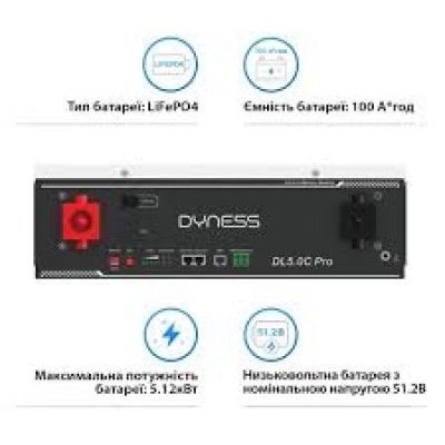 Акумуляторна батарея Dyness DL5.0C PRO 51.2В 5.12 кВт•год 100А з підігрівом Wi-Fi модулем