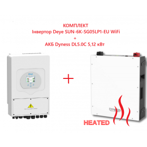 Комплект инвертора Deye SUN-6K-SG05LP1-EU WiFi + АКБ Dyness DL5.0C 5,12 кВт•ч 51,2 В